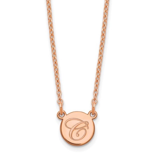 Custom Handmade Dainty Minimalist Initial Circle Script Letter Necklace - 16, 18 or 20 IN - Sterling Silver, 10K, 14K - Yellow, White, Rose