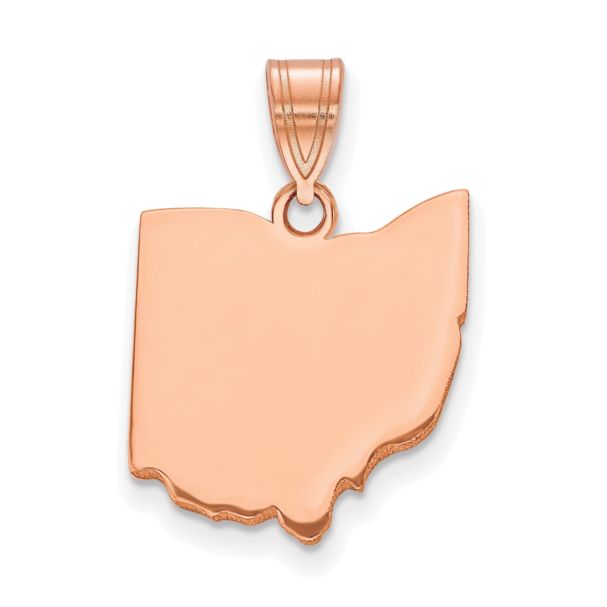 Personalized Ohio Pendant Sterling Silver (Gold Plated/Silver) /10k Rose Gold/ 14k Gold (White/Yellow) w/ Laser Engraving - Front & Back
