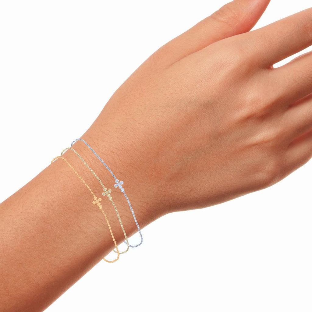 Diamond Cross Bracelet - Sterling Silver, Gold Plated Silver, or Rose Plated Silver - Elegant & Meaningful Jewelry Gift