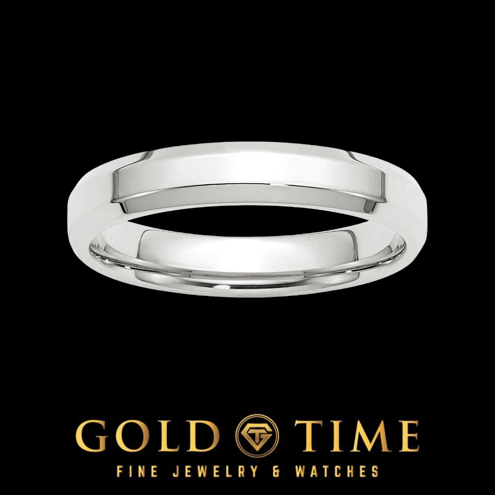 White gold 4mm beveled wedding band