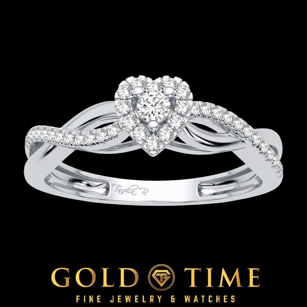 14K White Gold Diamond Promise Heart Ring | .20 Cttw Natural Diamonds, H-I Color, I1-I2 Clarity, Sizes 4 to 12
