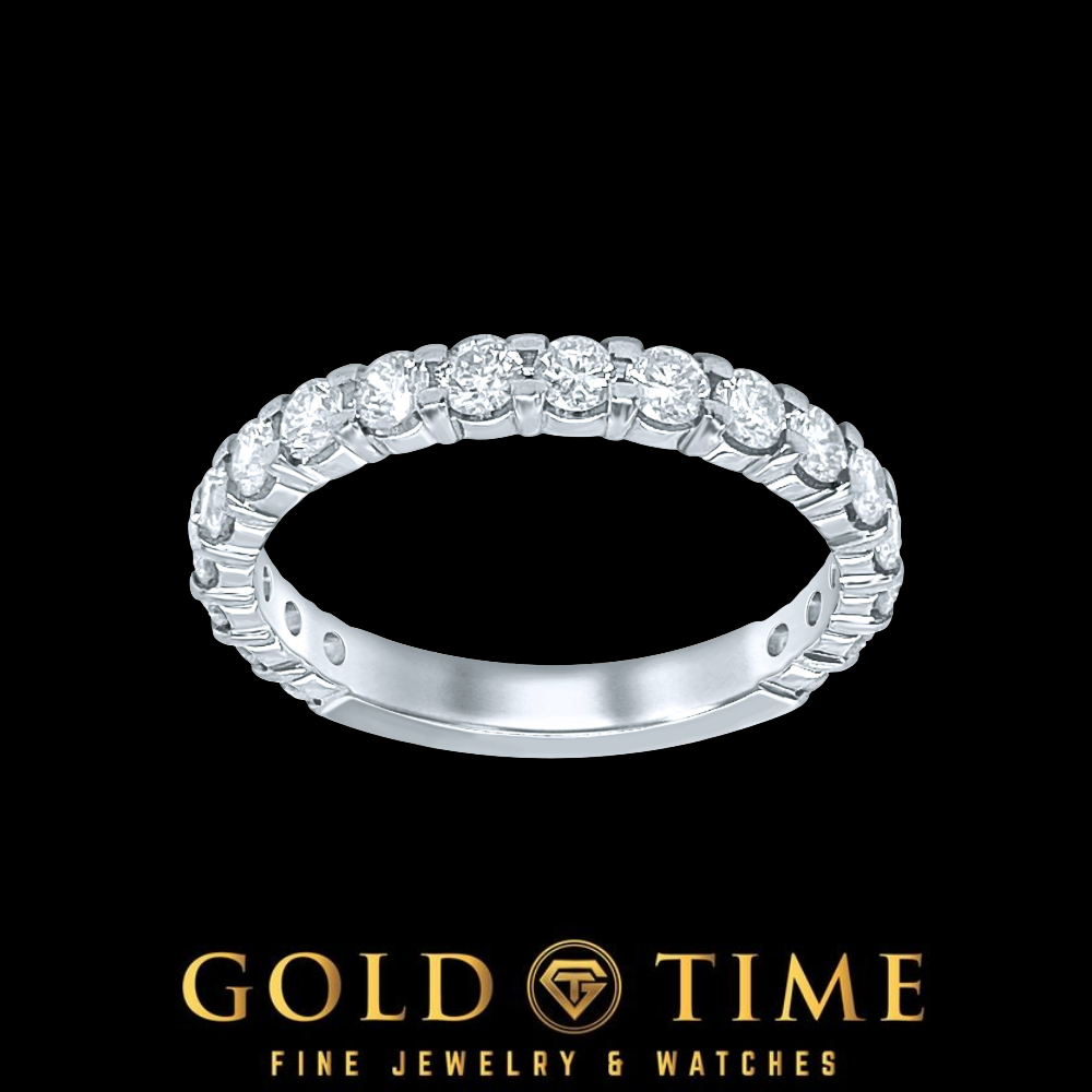 14K Gold 1 Cttw Natural Diamond Wedding Band for Women | Prong Set, 18 Round Diamonds, H-I Color, I1 Clarity, White or Yellow Gold