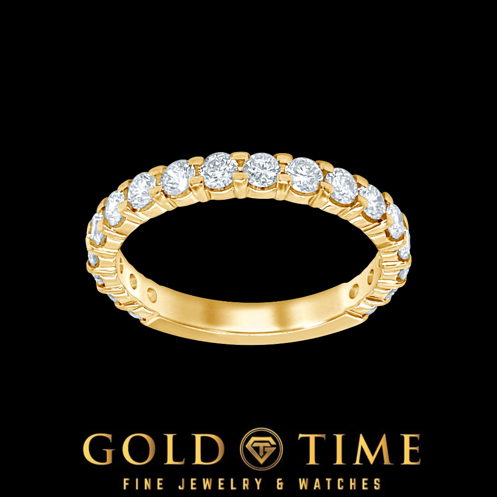 14K Gold 1 Cttw Natural Diamond Wedding Band for Women | Prong Set, 18 Round Diamonds, H-I Color, I1 Clarity, White or Yellow Gold