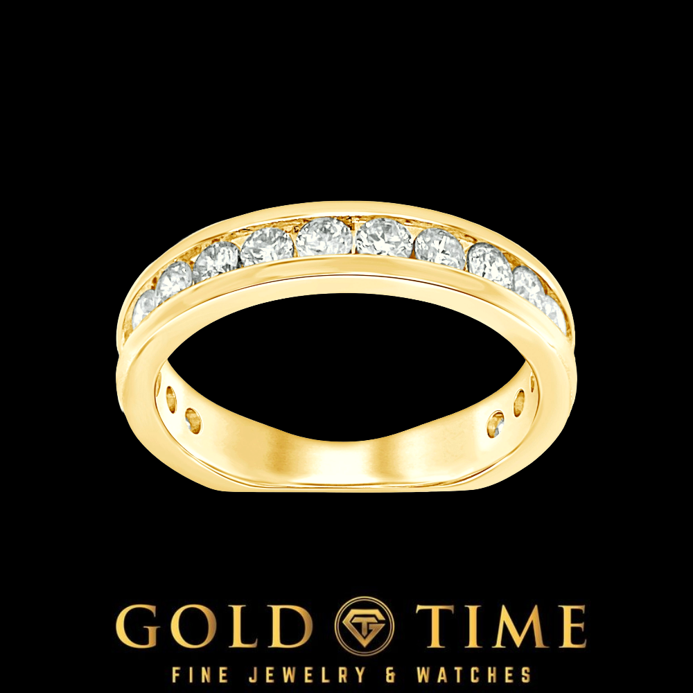 14K Gold 1 Cttw Natural Diamond Channel Set Wedding Band for Women | 18 Round Brilliant Diamonds, H-I Color, I1 Clarity, White or Yellow Gold