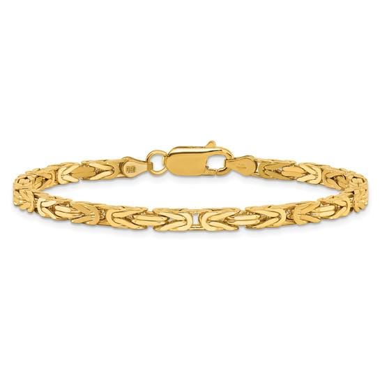 10K Yellow Gold Byzantine Chain Bracelet for Men and Women - 7- or 8-Inches Length -  Polished Solid Gold with Lobster Clasp