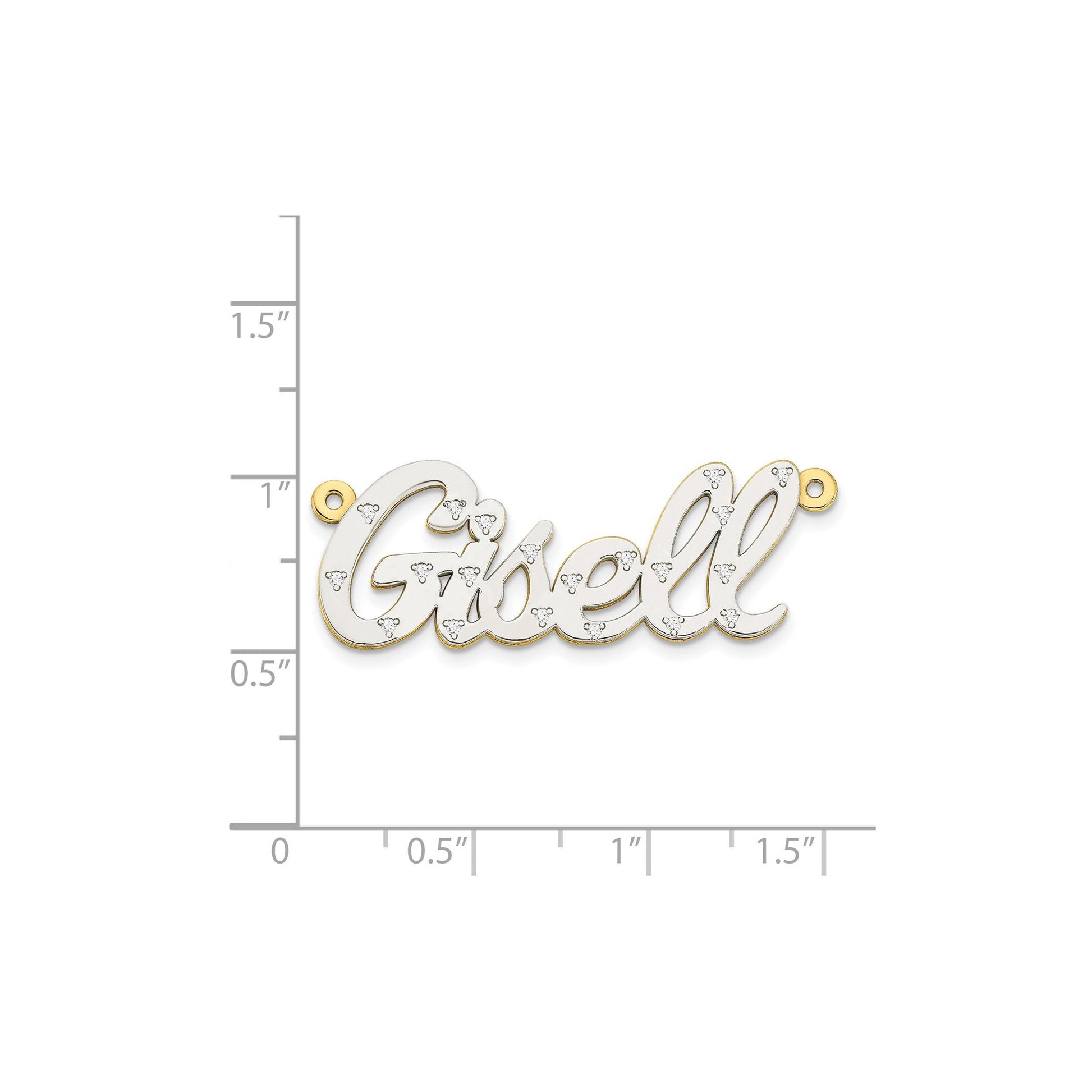 Personalized Solid 3D 10k Two-Tone Gold and Diamond or 14k Two-Tone and Diamond Cursive Nameplate (up to 9 letters) Made to Order