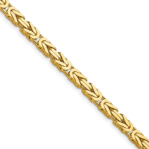10k Solid Yellow Gold 4 mm Byzantine Chain Necklace and Bracelet- Available in multiple lengths