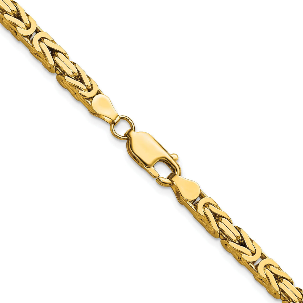 10k Solid Yellow Gold 4 mm Byzantine Chain Necklace and Bracelet- Available in multiple lengths