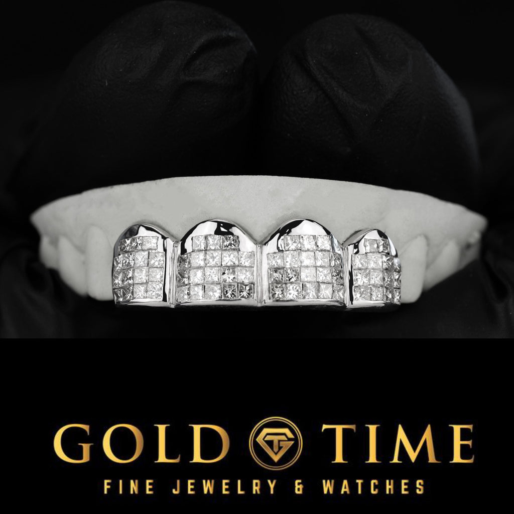 Custom Invisible Set Grillz - Handmade Diamond-Cut CZ Grillz - Available in 10K, 14K Gold, Silver & Rose Gold - Custom Fit Dental Jewelry