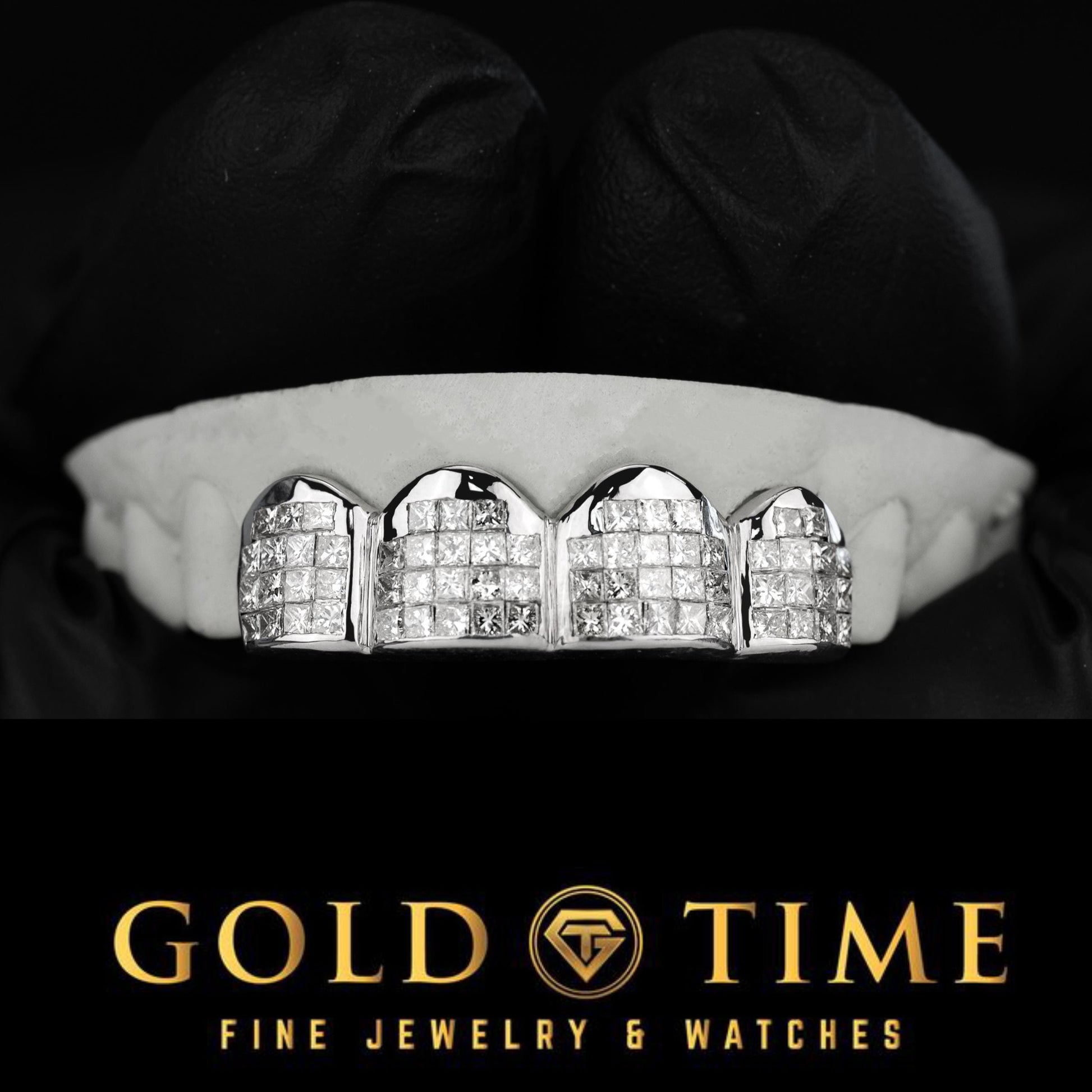 Custom Invisible Set Grillz - Handmade Diamond-Cut CZ Grillz - Available in 10K, 14K Gold, Silver & Rose Gold - Custom Fit Dental Jewelry