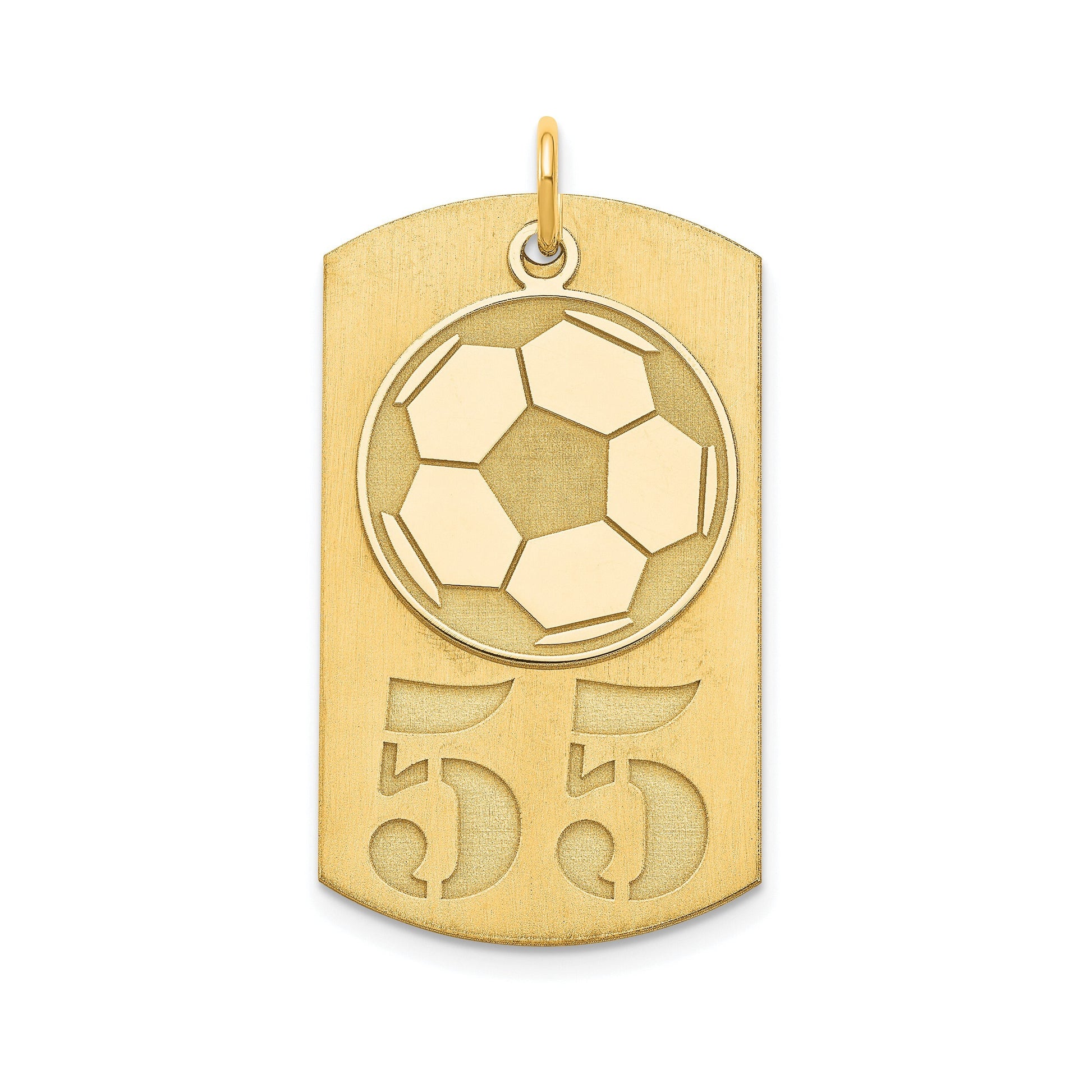 Soccer Dog Tag Charms with Number & Dangling Soccer Ball - Futbol Personalized Sterling Silver/Sterling Silver Gold-Plated 2-piece