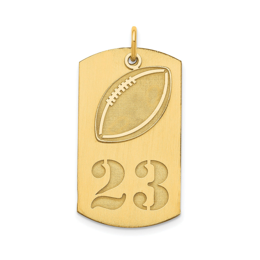 Personalized Sterling Silver or Gold-Plated Silver 2-piece Football Dog Tag Charm - Quarterback, Lineman, Offensive, Defensive, Running Back