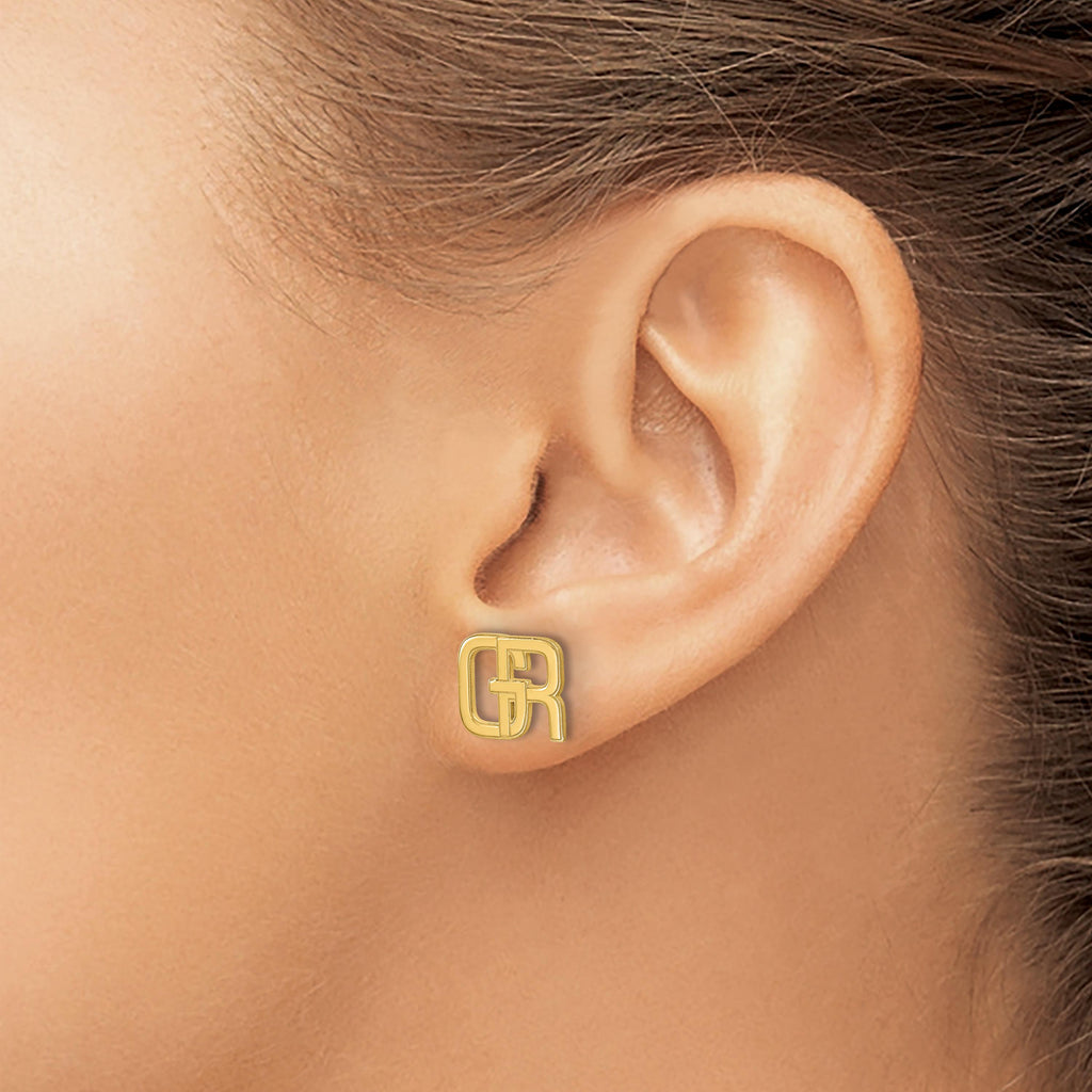 Personalized Interlocking Initial Earrings - Custom Monogram Jewelry - Sterling Silver, 10K & 14K Gold - Yellow, White, or Rose
