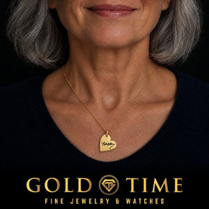 Signature Heart Pendant, worn by a model, lifestyle photo 2, Gold Time