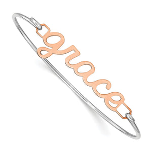 Rose plated bangle with the word grace in script