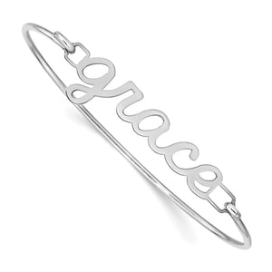 Sterling silver bangle with the word grace in script