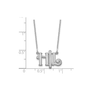 Size chart showing the Gothic monogram pendant beside a ruler