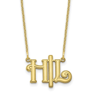 Yellow gold Gothic monogram pendant with two interlocking letters
