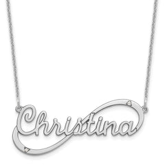 Custom Personalized Infinity Name Necklace with Diamonds in 10k or 14k Gold