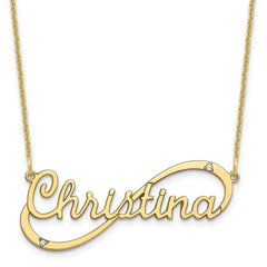 Custom Personalized Infinity Name Necklace with Diamonds in 10k or 14k Gold