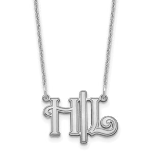 Sterling silver Gothic monogram pendant with two interlocking letters