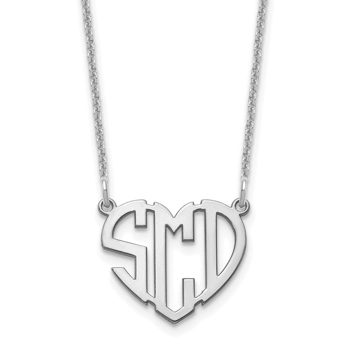 Personalized Heart Monogram Necklace: Sterling Silver or Gold Initial Pendant