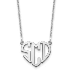 Personalized Heart Monogram Necklace: Sterling Silver or Gold Initial Pendant