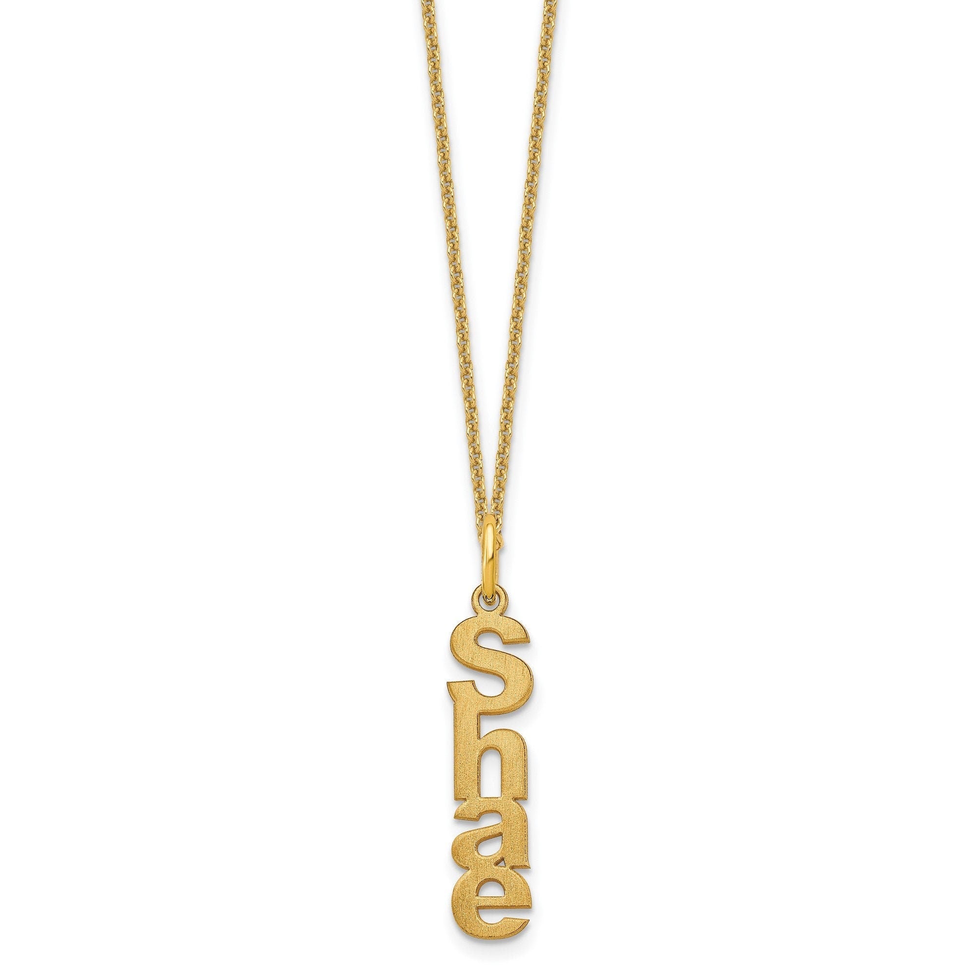Personalized Name Necklace: Sterling Silver, 10K & 14K Gold, Brushed Finish