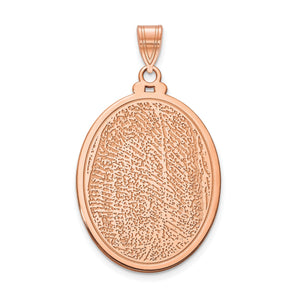 Rose gold oval fingerprint pendant with the fingerprint engraved edge to edge