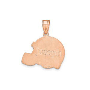 Brushed back of the rose gold football helmet pendant engraved Joseph