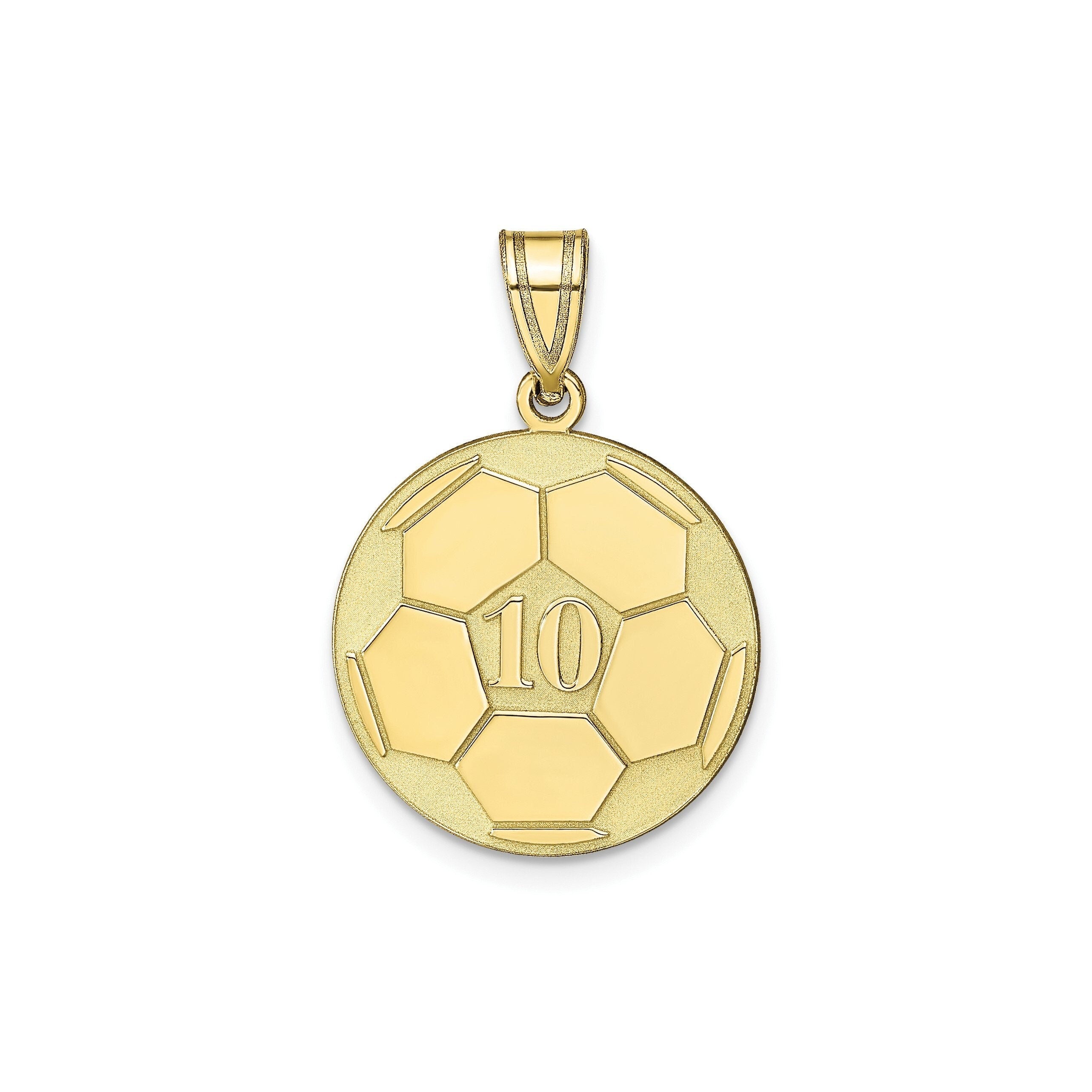 Personalized Soccer Number Pendant  Custom Engraved Name  Sterling Silver, Gold, or Rose Gold  Sports Jewelry for Athletes & Fans