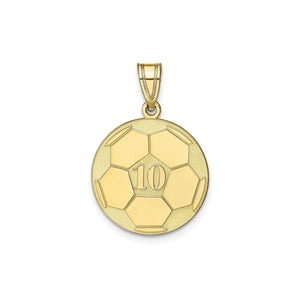 Yellow gold soccer ball pendant with the number 10
