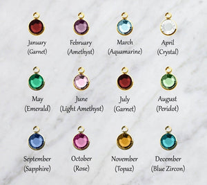 Birthstone chart: January garnet through December blue zircon