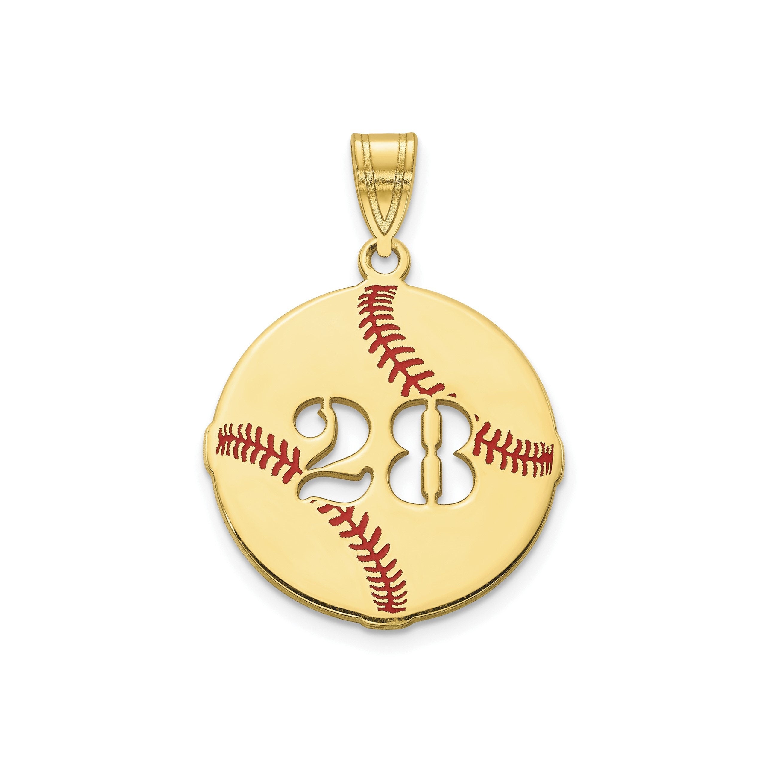 Custom Baseball Pendant with Jersey Number in Sterling Silver - Personalized Sports Jewelry