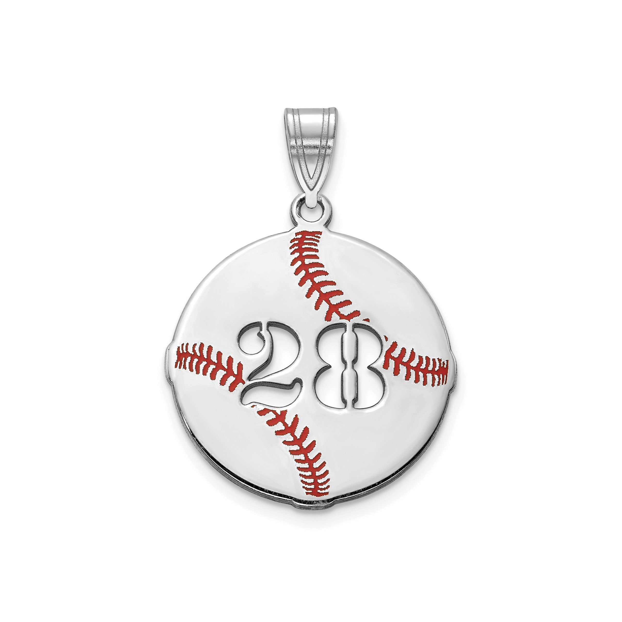 Custom Baseball Pendant with Jersey Number in Sterling Silver - Personalized Sports Jewelry