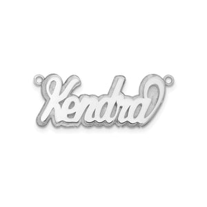 Polished white 3D script nameplate reading Kendra