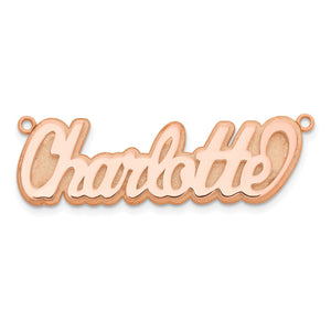 Polished rose 3D script nameplate reading Charlotte