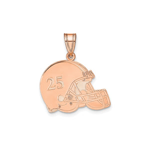 Rose gold football helmet pendant with number 25
