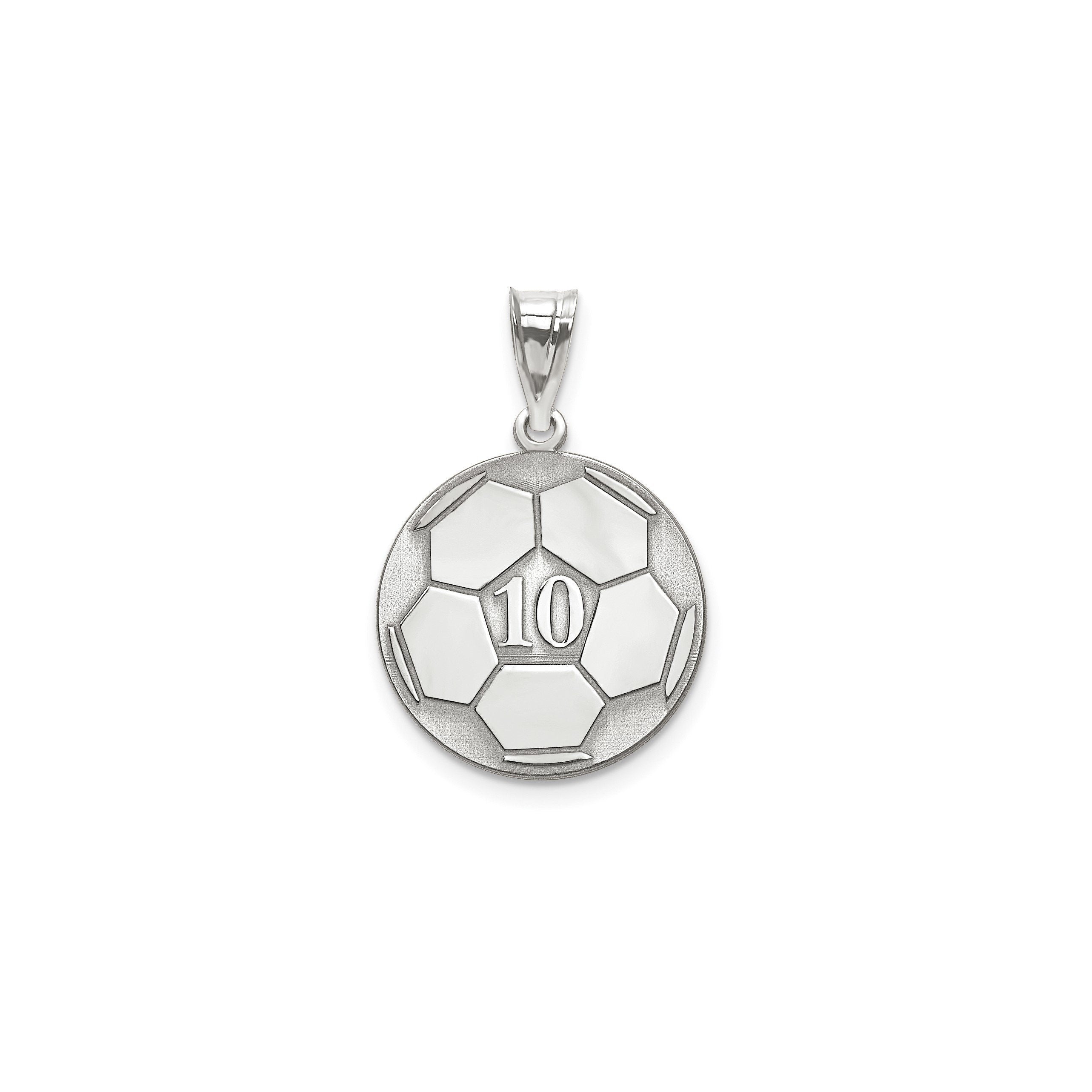 Personalized Soccer Number Pendant  Custom Engraved Name  Sterling Silver, Gold, or Rose Gold  Sports Jewelry for Athletes & Fans