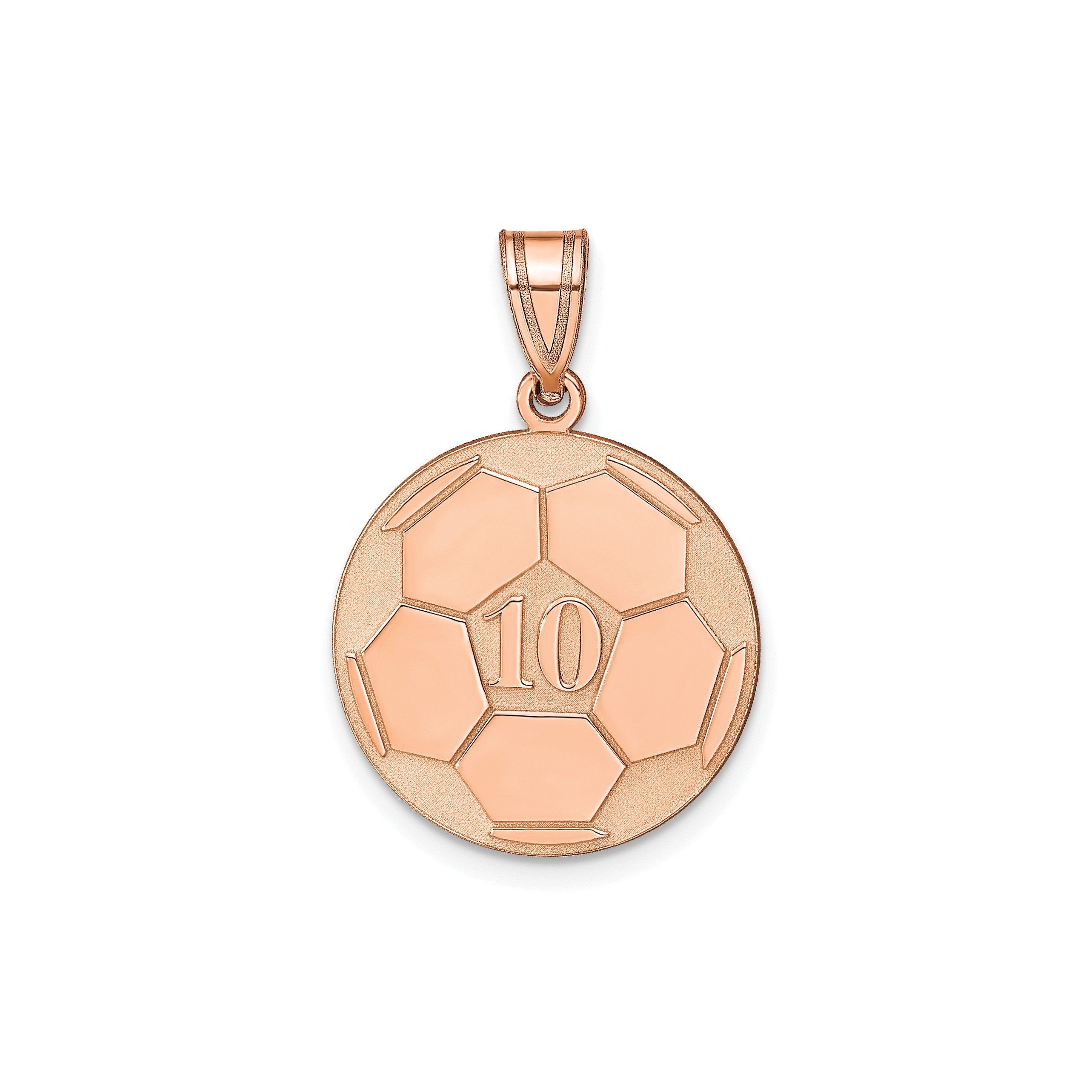 Personalized Soccer Number Pendant  Custom Engraved Name  Sterling Silver, Gold, or Rose Gold  Sports Jewelry for Athletes & Fans