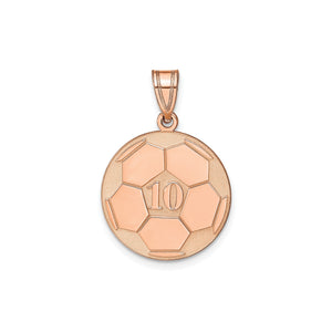 Rose gold soccer ball pendant with the number 10