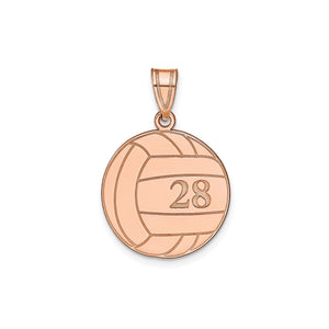 Rose gold volleyball pendant with number 28