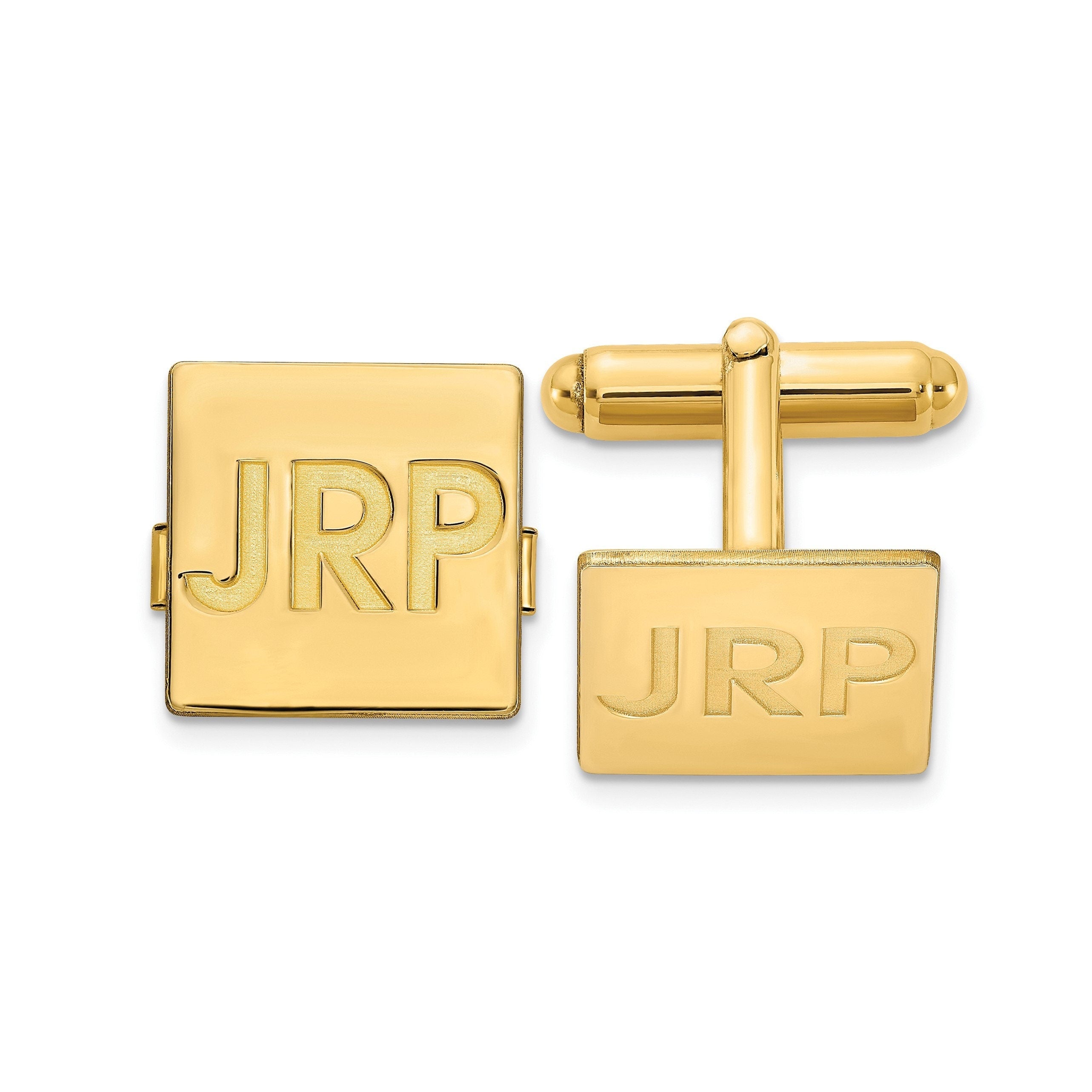 Custom Monogram Cuff Links: Sterling Silver, Gold, or 14K - Personalized Initials