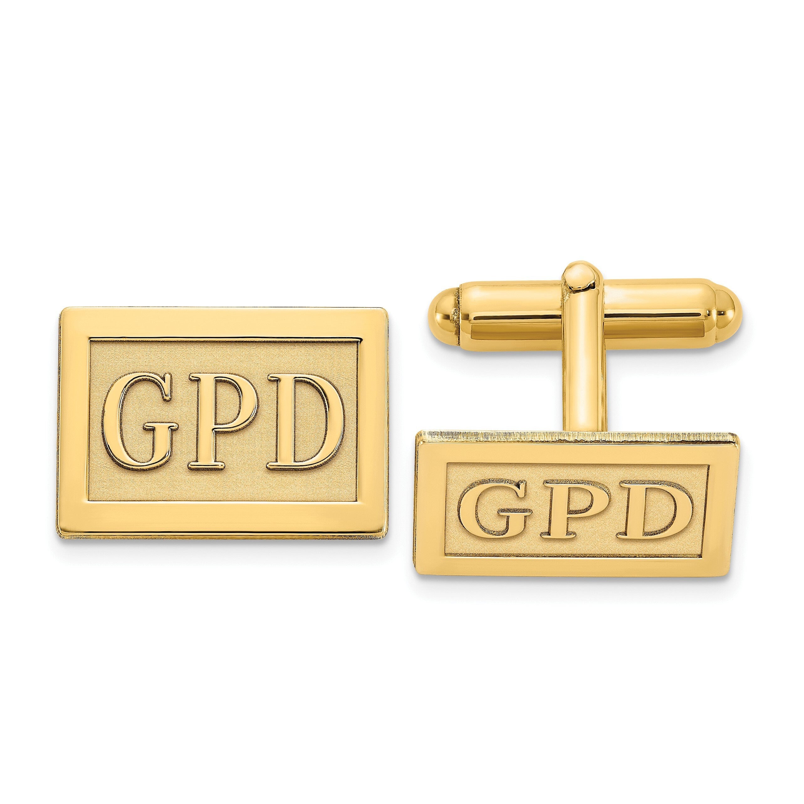 Personalized Monogram Cufflinks in Silver or Gold | Custom Rectangle Initial Cuff Links for Men | Raised Letter Engraved Cufflinks Gift