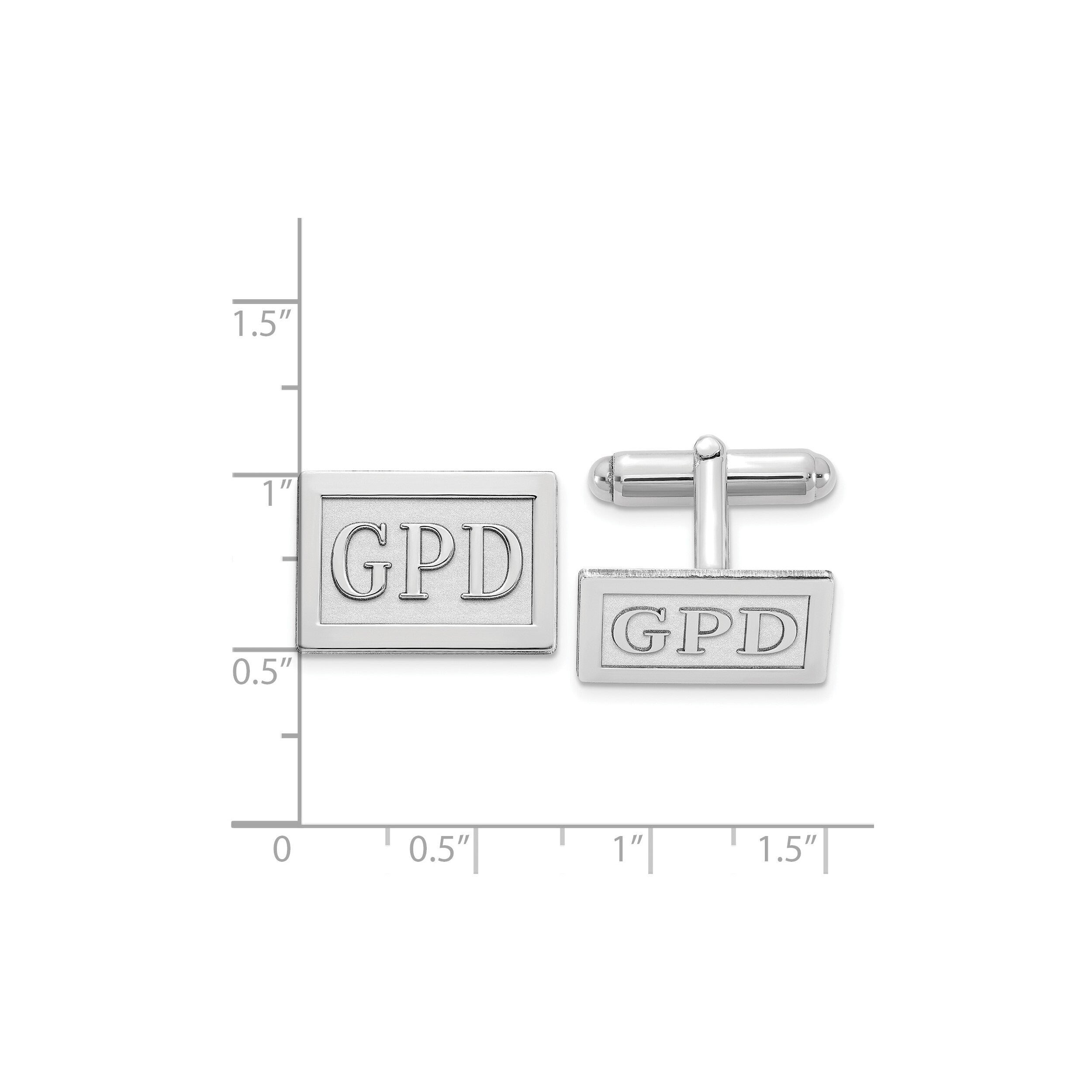 Personalized Monogram Cufflinks in Silver or Gold | Custom Rectangle Initial Cuff Links for Men | Raised Letter Engraved Cufflinks Gift