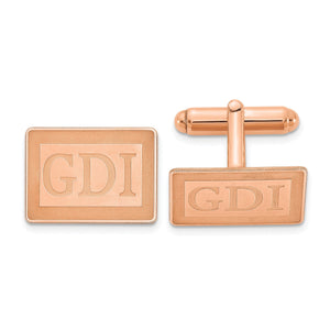 Rose plated rectangle cuff links with initials GDI