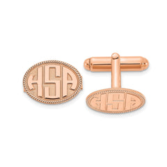 Custom Monogram Cufflinks for Men  Sterling Silver, Gold, or Rose Plated | Personalized Oval Initials with Rope Border | Handmade Gift