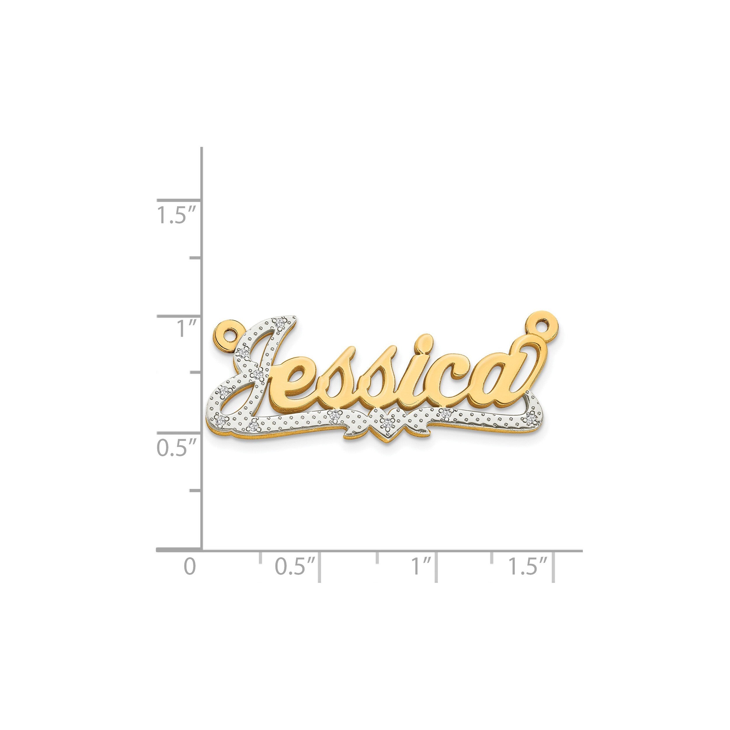 Two Tone 3D Heart Name Necklace with Diamonds | Custom Double Layer Gold Nameplate Necklace | Personalized Heart Name Jewelry Gift for Her