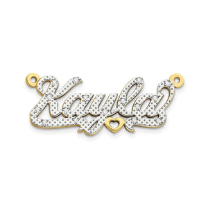 3D diamond Kayla nameplate pendant shown on a white background