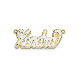 Two-tone 3D nameplate reading Kendra with a diamond-cut finish